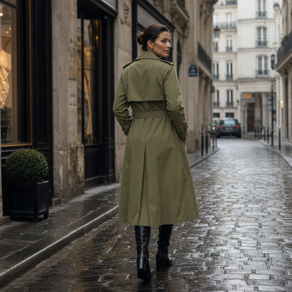 Trench Coat Women's Double-Breasted with Belted Waist | L&S - 6 - London-stylehouse.com