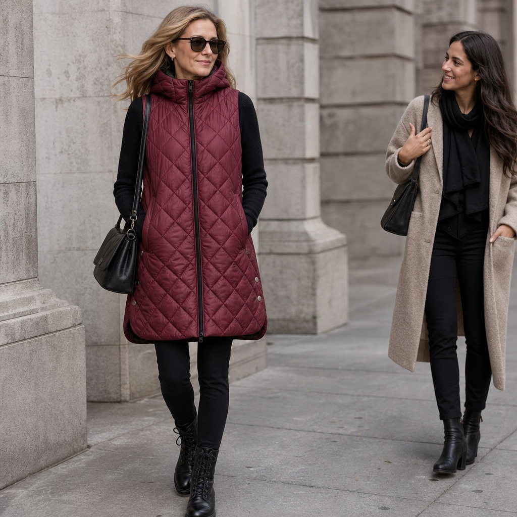 Women's Quilted Gilet with Hood and Pockets | L&S - 3 - London-stylehouse.com