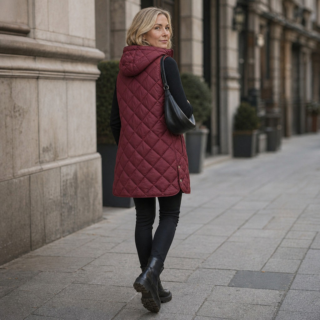 Women's Quilted Gilet with Hood and Pockets | L&S - 5 - London-stylehouse.com