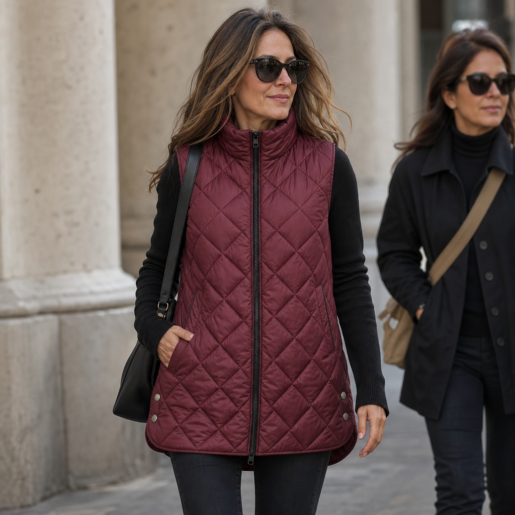 Women's Quilted Gilet with Hood and Pockets | L&S - 6 - London-stylehouse.com