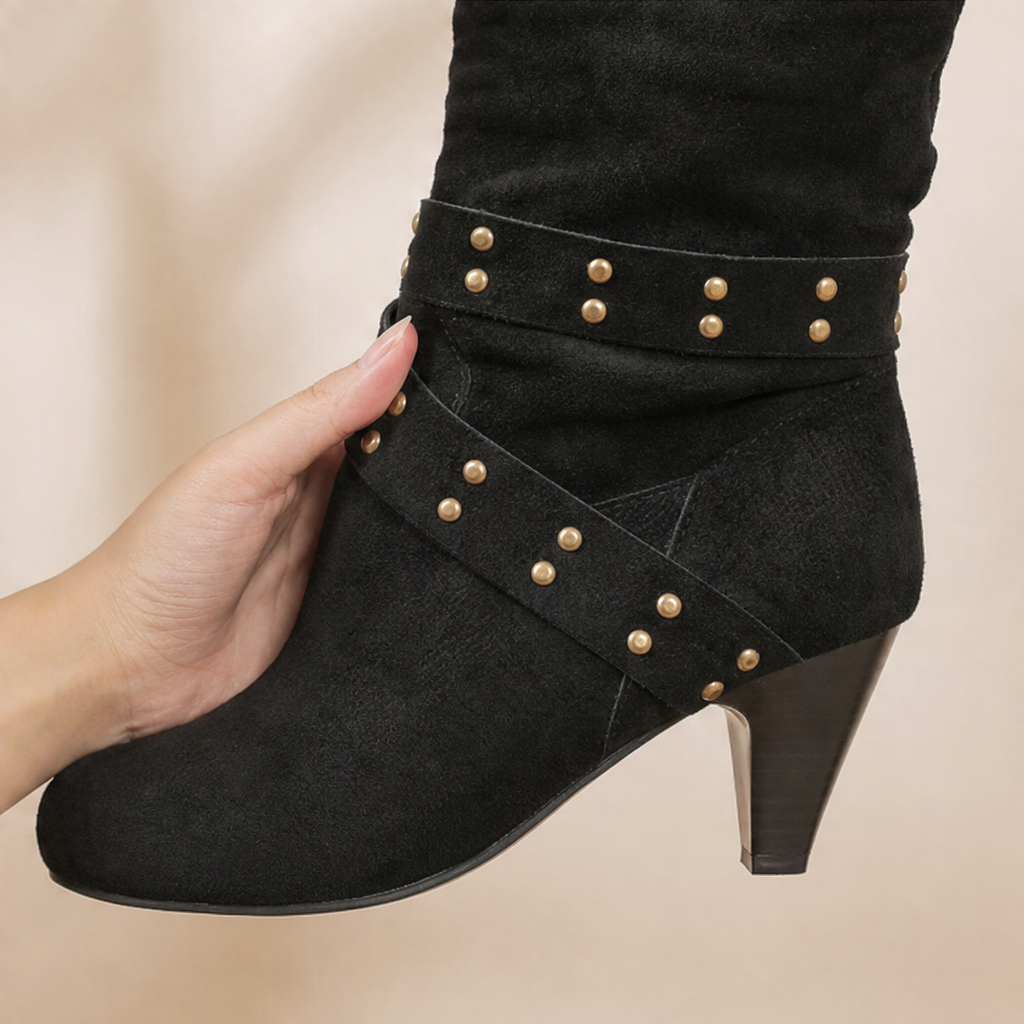 Ankle Boots Women's Slouchy Fit with Stud Detail | L&S - 10 - London-stylehouse.com