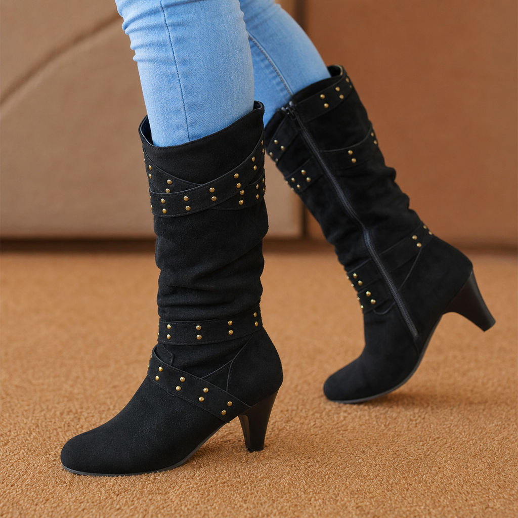 Ankle Boots Women's Slouchy Fit with Stud Detail | L&S - 12 - London-stylehouse.com