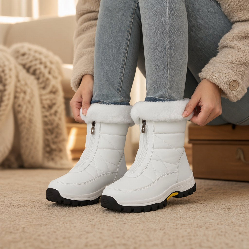 Women's Winter Boots with Zip and Faux Fur Cuff | L&S - 2 - London-stylehouse.com