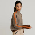 Pullover Women's with High Neckline and Herringbone Pattern | L&S - 1 - London-stylehouse.com