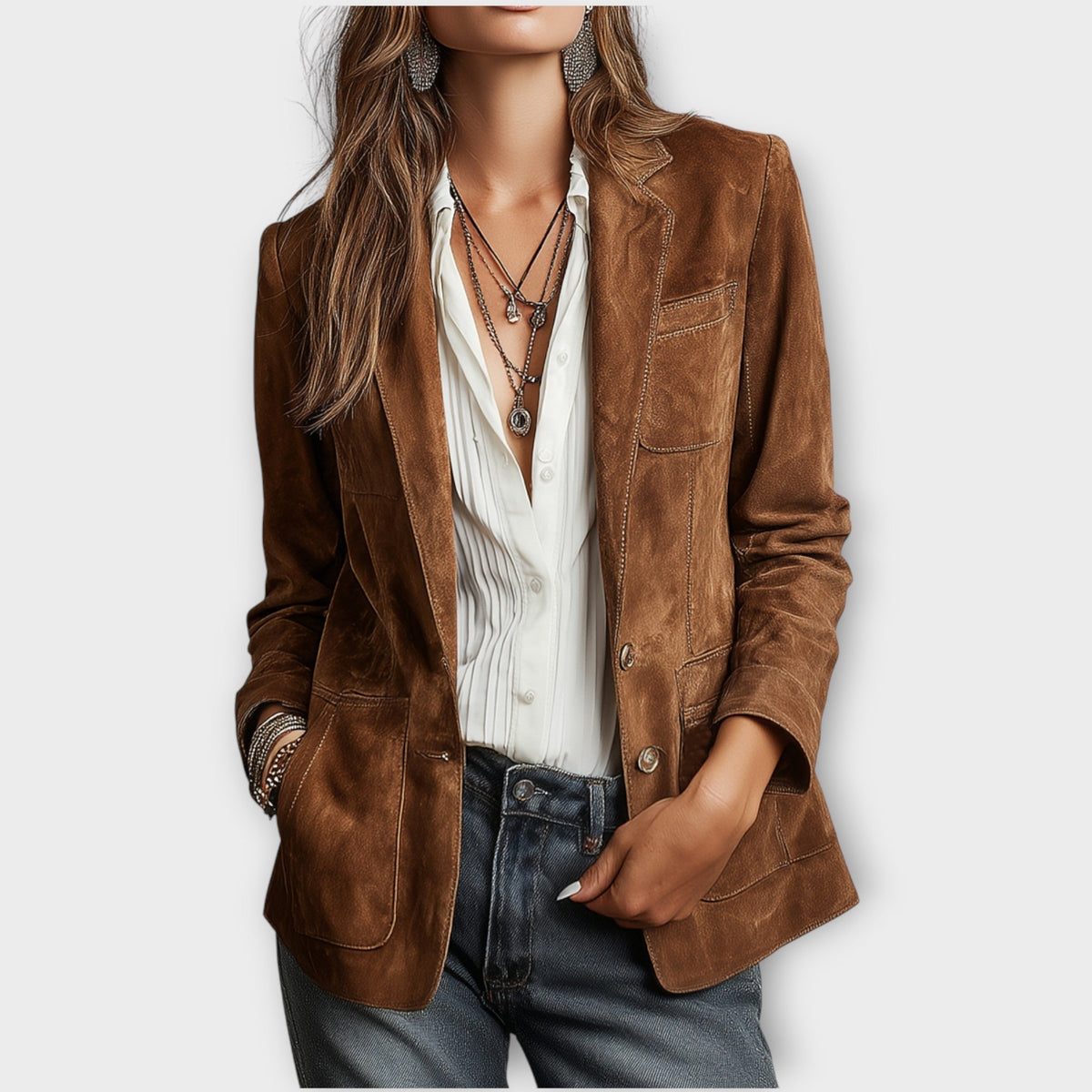 Blazer Women's Tailored Fit with Structured Design | L&S - 1 - London-stylehouse.com