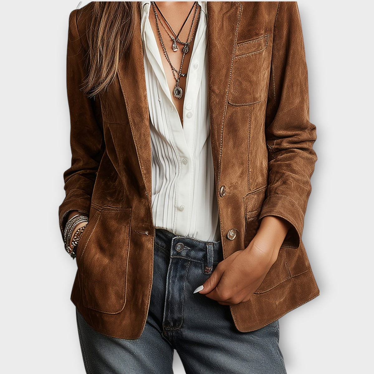 Blazer Women's Tailored Fit with Structured Design | L&S - 2 - London-stylehouse.com