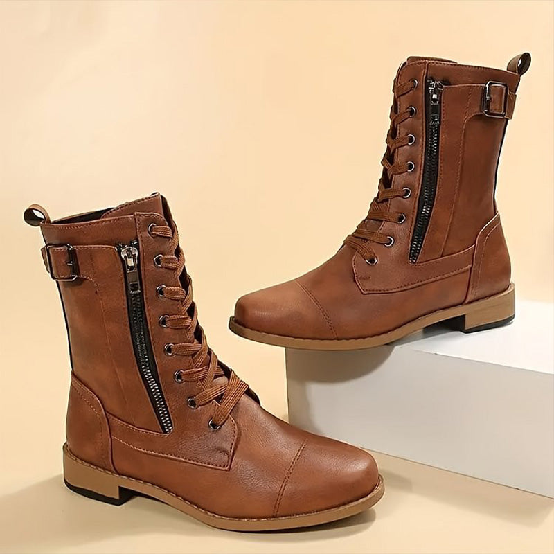 Women's Ankle Boots with Zip and Casual Lace-Up Design | L&S - 1 - London-stylehouse.com