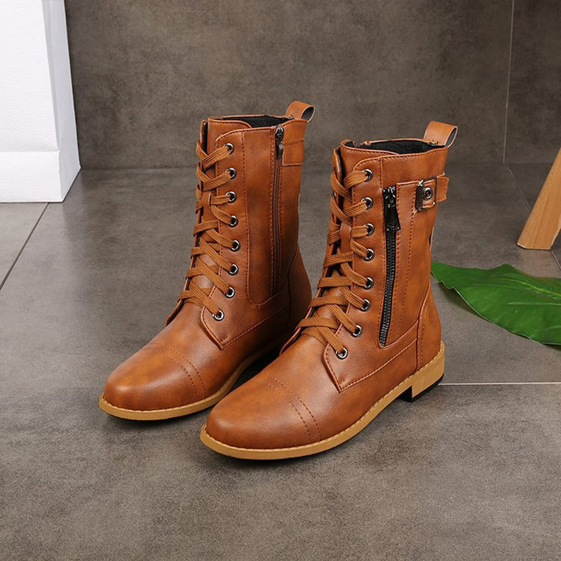 Women's Ankle Boots with Zip and Casual Lace-Up Design | L&S - 4 - London-stylehouse.com