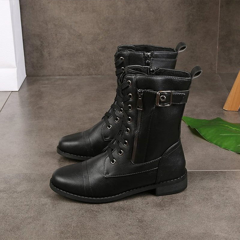 Women's Ankle Boots with Zip and Casual Lace-Up Design | L&S - 5 - London-stylehouse.com