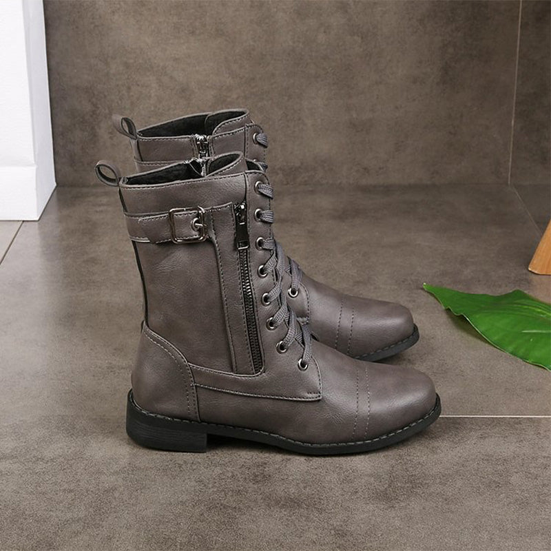 Women's Ankle Boots with Zip and Casual Lace-Up Design | L&S - 6 - London-stylehouse.com