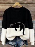 Pullover Women's with Playful Cat Motif and Contrast Cut | L&S - 3 - London-stylehouse.com