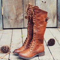 Women's Knee-High Lace-Up Boots with Robust Sole | L&S - 1 - London-stylehouse.com