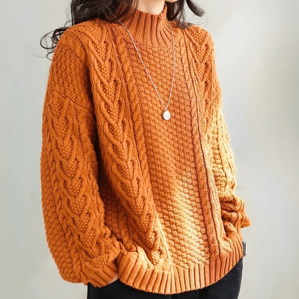 Women's Pullover with High Neck and Chunky Knit | L&S - 4 - London-stylehouse.com