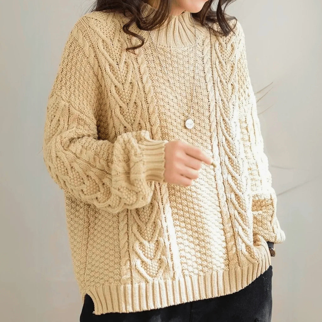 Women's Pullover with High Neck and Chunky Knit | L&S - 5 - London-stylehouse.com