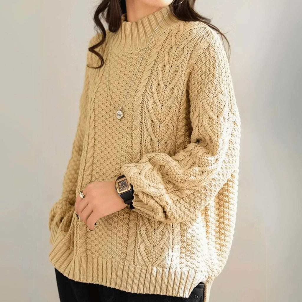 Women's Pullover with High Neck and Chunky Knit | L&S - 6 - London-stylehouse.com