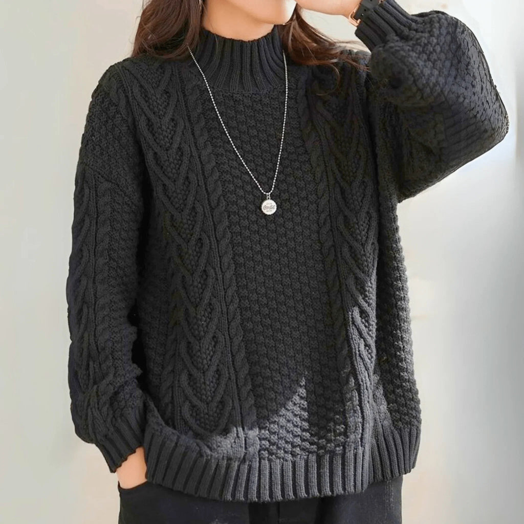 Women's Pullover with High Neck and Chunky Knit | L&S - 7 - London-stylehouse.com