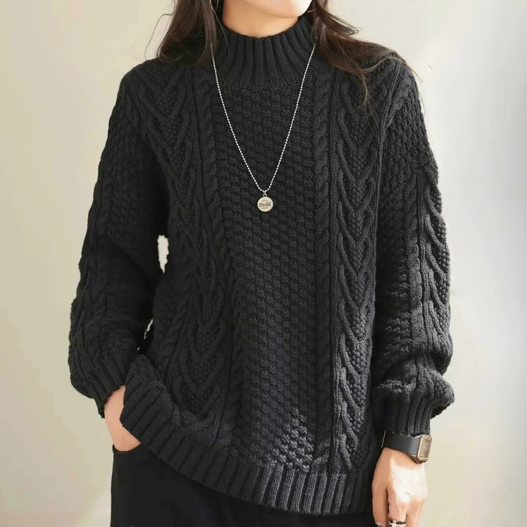 Women's Pullover with High Neck and Chunky Knit | L&S - 8 - London-stylehouse.com