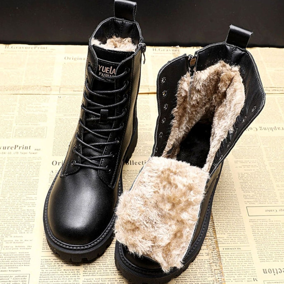 Women's Ankle Boots with Warm Lining and Lacing | L&S - 1 - London-stylehouse.com