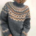 Pullover Women's High Neck with Patterned Yoke | L&S - 1 - London-stylehouse.com