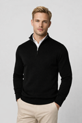 Pullover Men’s with Half Zip and High Collar – Modern Fit for Effortless Style | L&S - 2 - London-stylehouse.com