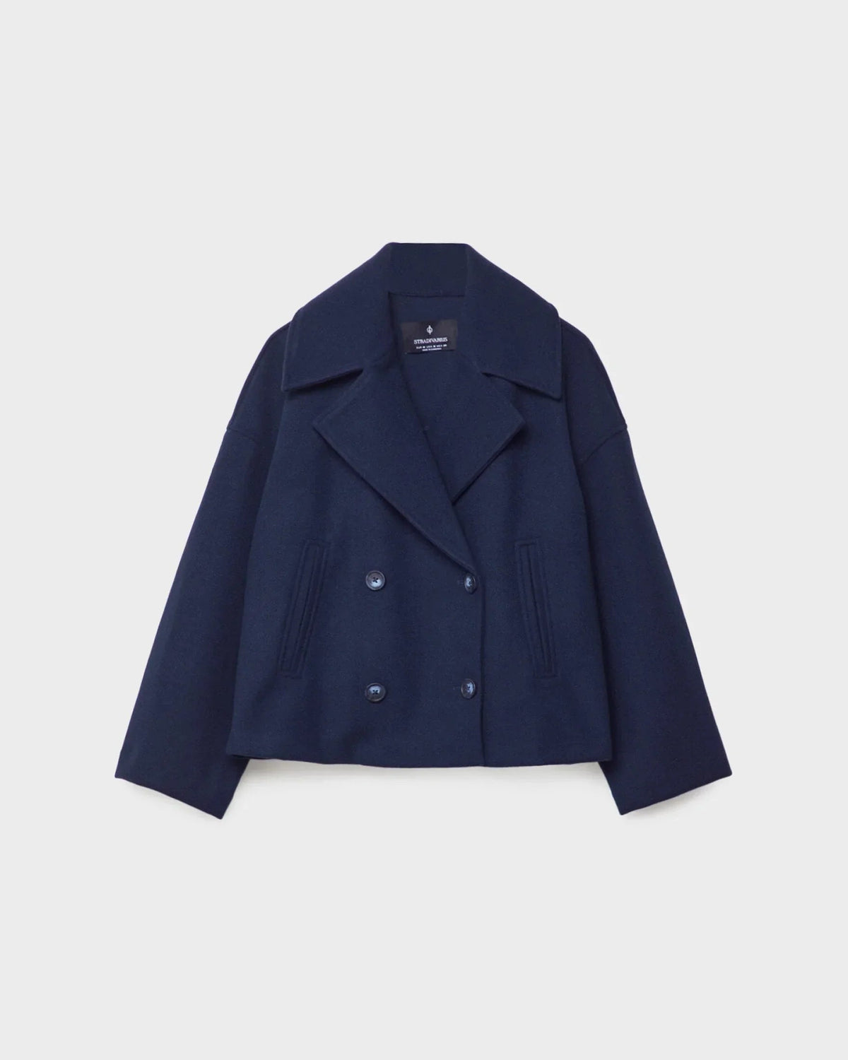 Jacket Women's Cropped Double-Breasted Design with Wide Lapels | L&S - 2 - London-stylehouse.com
