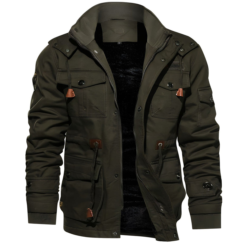 Men's Jacket – Military Style with Adjustable Waist and Functional Pockets | L&S - 1 - London-stylehouse.com
