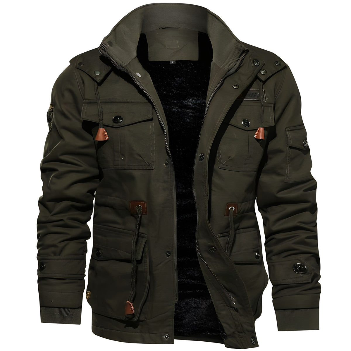 Men's Jacket – Military Style with Adjustable Waist and Functional Pockets | L&S - 1 - London-stylehouse.com