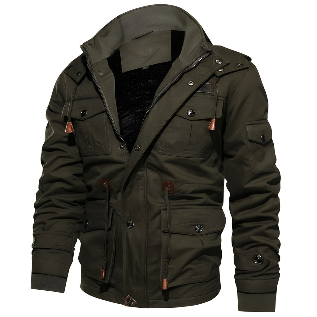 Men's Jacket – Military Style with Adjustable Waist and Functional Pockets | L&S - 2 - London-stylehouse.com