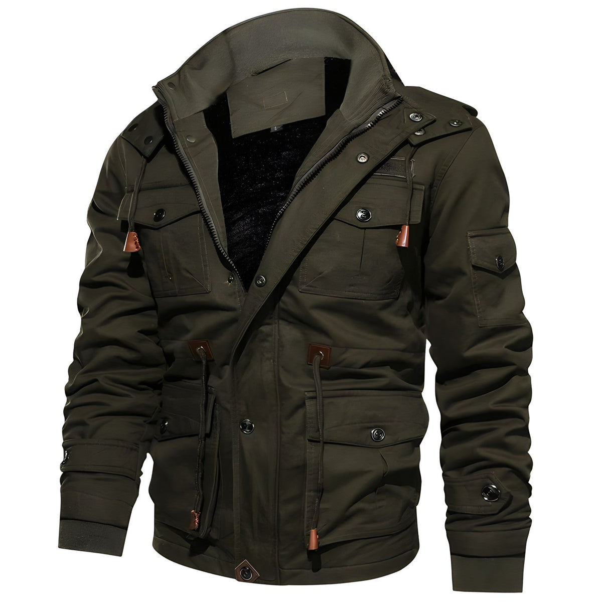 Men's Jacket – Military Style with Adjustable Waist and Functional Pockets | L&S - 2 - London-stylehouse.com