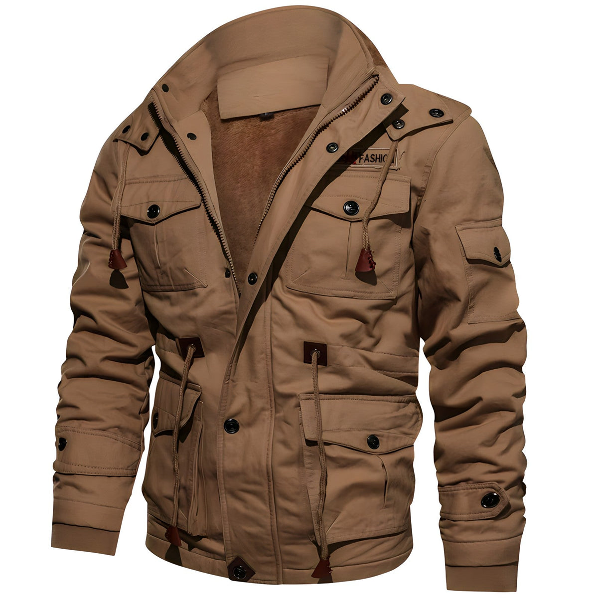Men's Jacket – Military Style with Adjustable Waist and Functional Pockets | L&S - 5 - London-stylehouse.com
