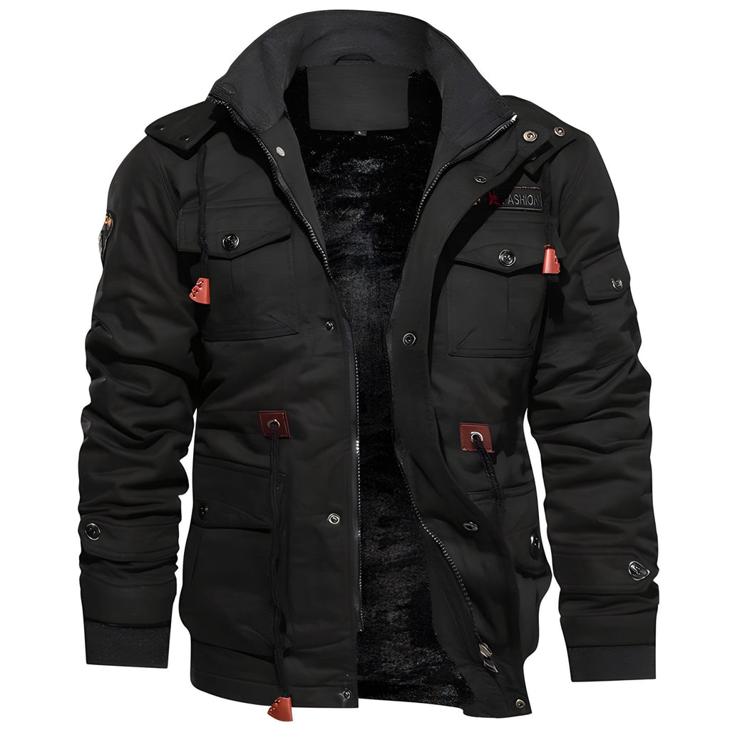Men's Jacket – Military Style with Adjustable Waist and Functional Pockets | L&S - 7 - London-stylehouse.com