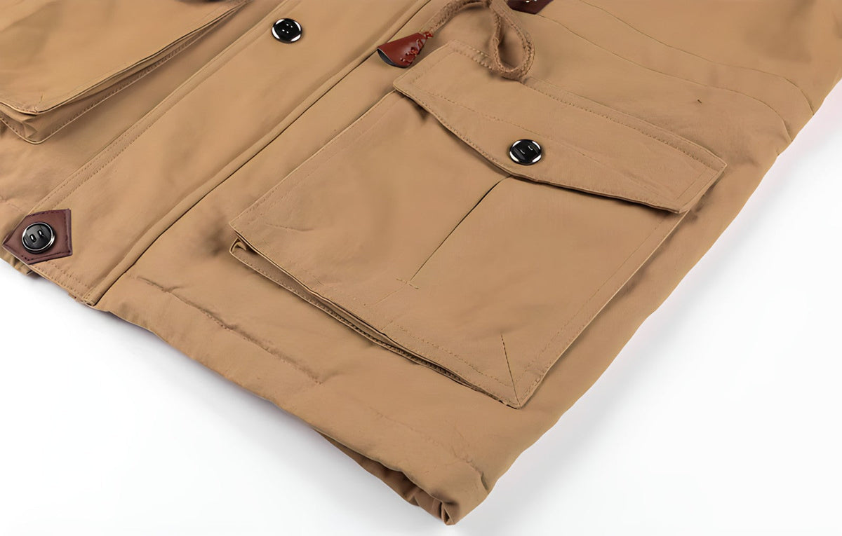 Men's Jacket – Military Style with Adjustable Waist and Functional Pockets | L&S - 11 - London-stylehouse.com