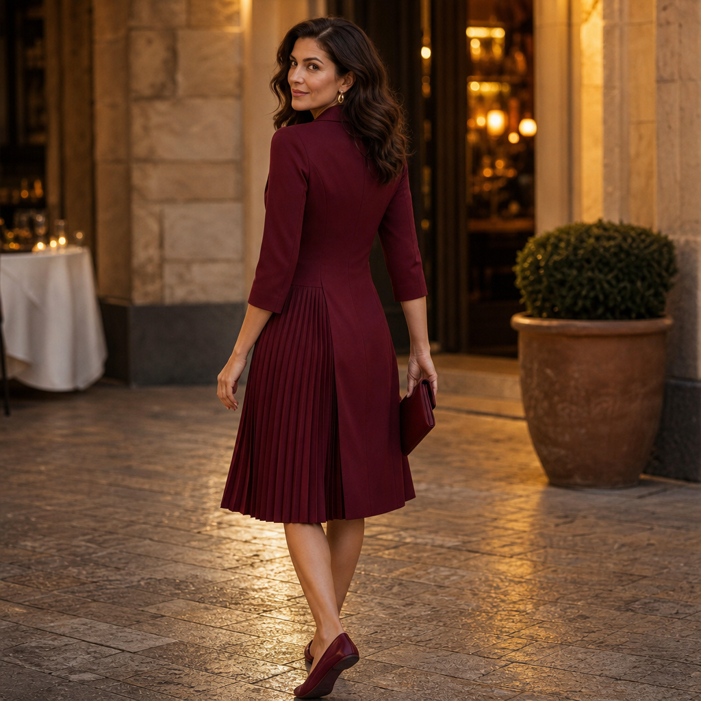 Dress for Women with Tailored Blazer Style and Pleated Skirt | L&S - 5 - London-stylehouse.com