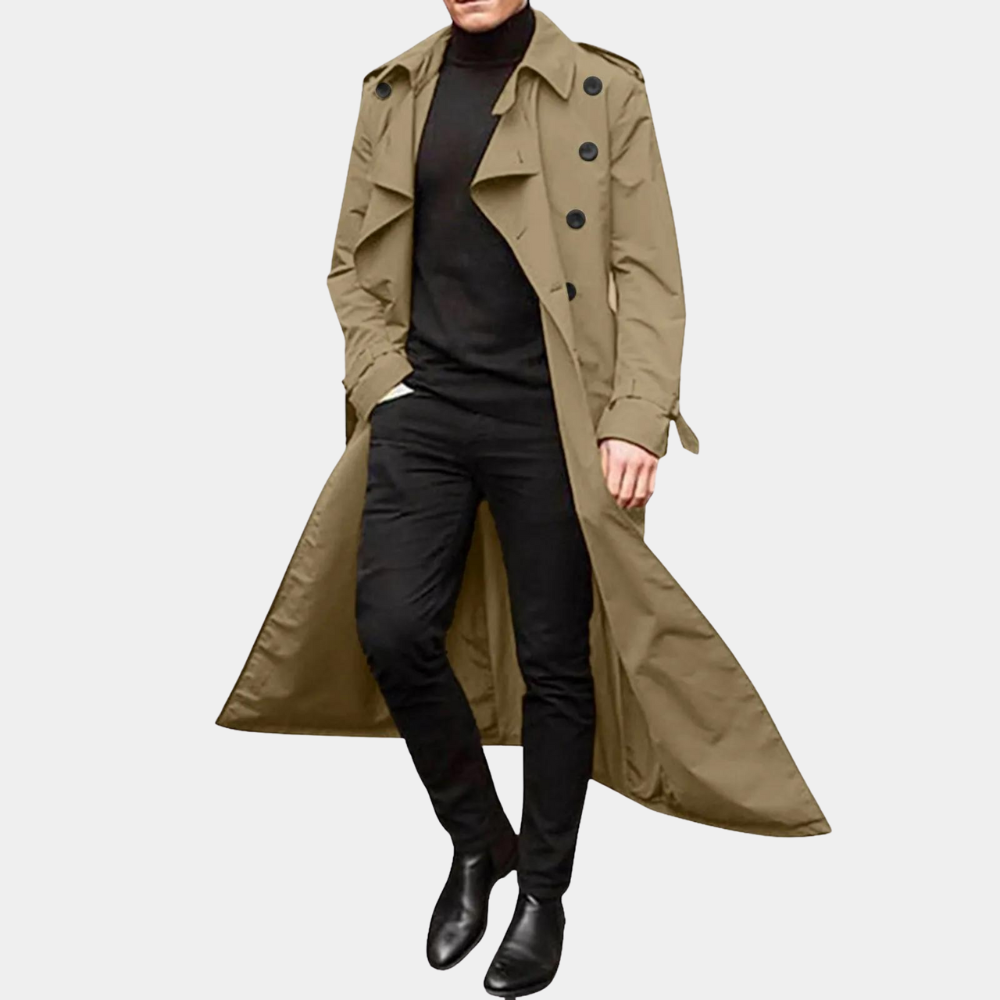Men's Trench Coat – Classic Long Fit with Tailored Silhouette | L&S - 1 - London-stylehouse.com