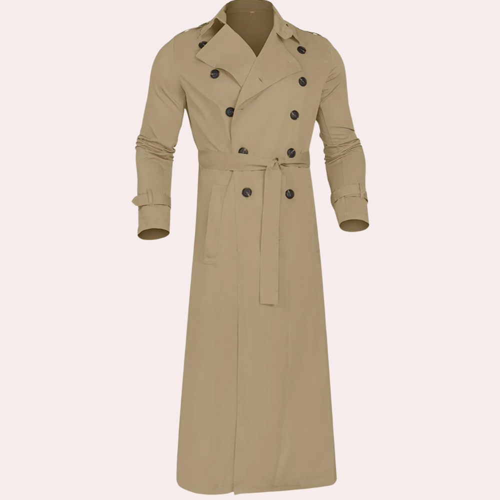 Men's Trench Coat – Classic Long Fit with Tailored Silhouette | L&S - 2 - London-stylehouse.com