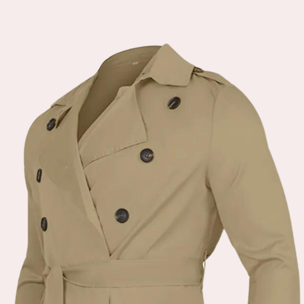 Men's Trench Coat – Classic Long Fit with Tailored Silhouette | L&S - 4 - London-stylehouse.com