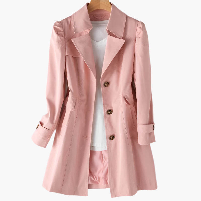 Trench Coat Women's Tailored Fit Classic Buttons | L&S - 8 - London-stylehouse.com