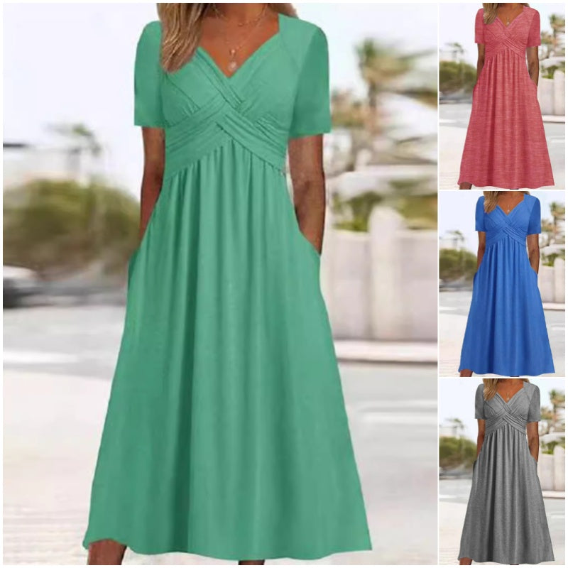 Maxi Dress Women's V-Neck with Pockets | L&S - 1 - London-stylehouse.com