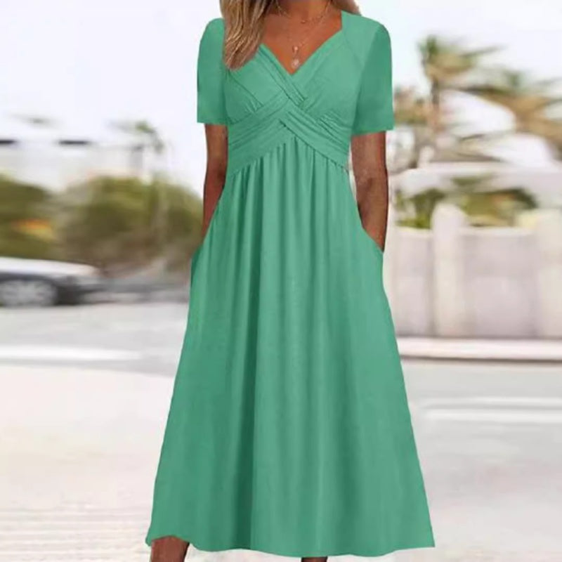 Maxi Dress Women's V-Neck with Pockets | L&S - 6 - London-stylehouse.com