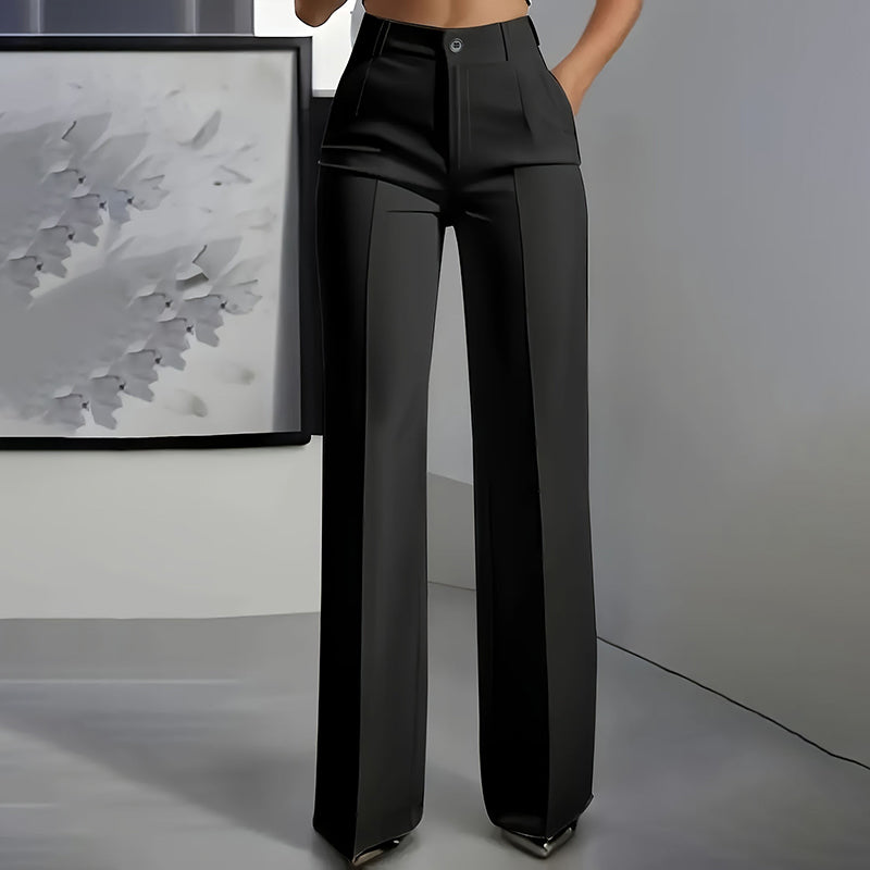 Women's High-Waisted Wide Leg Trousers with Flattering Fit | L&S - 1 - London-stylehouse.com