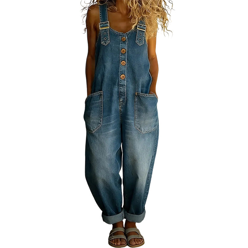 Dungarees Women's Relaxed Fit with Functional Pockets | L&S - 1 - London-stylehouse.com