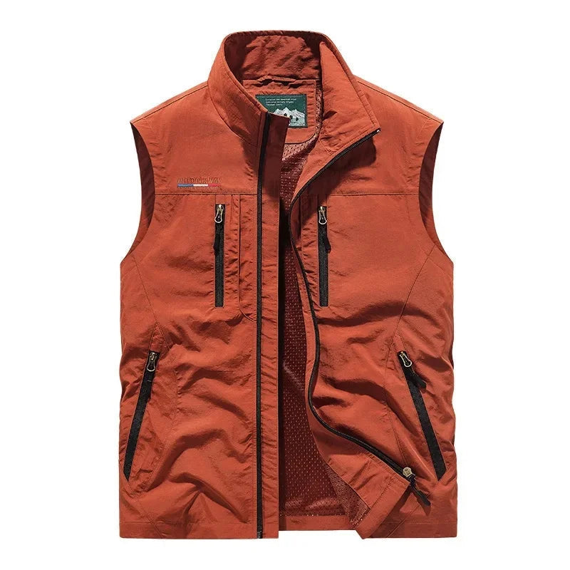 Men's Gilet with High Collar and Functional Pockets | L&S - 1 - London-stylehouse.com