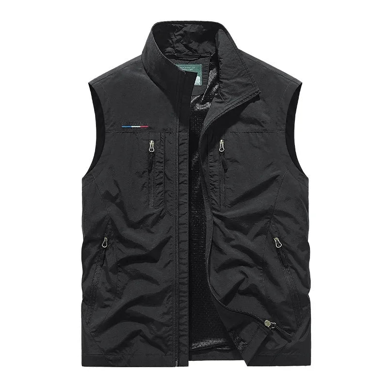 Men's Gilet with High Collar and Functional Pockets | L&S - 2 - London-stylehouse.com