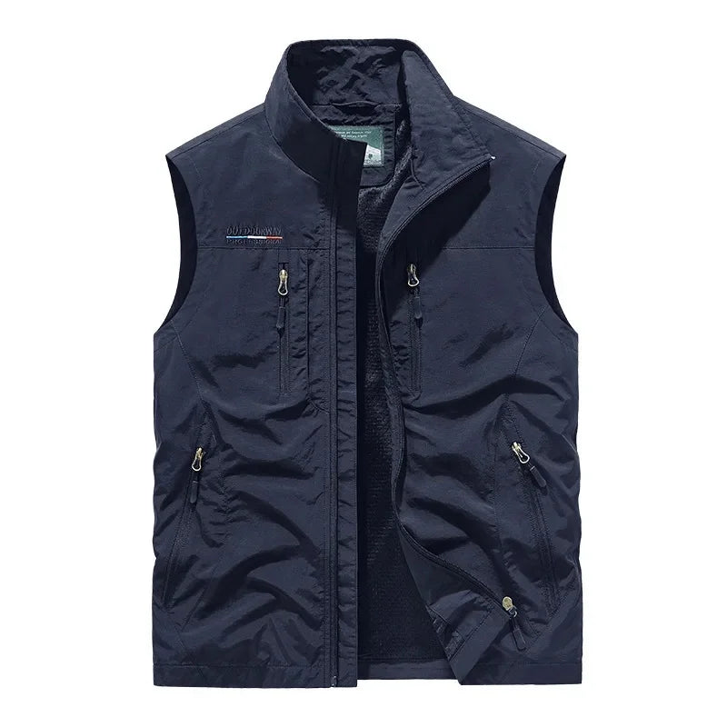 Men's Gilet with High Collar and Functional Pockets | L&S - 3 - London-stylehouse.com