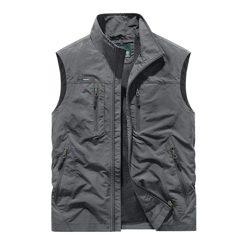 Men's Gilet with High Collar and Functional Pockets | L&S - 4 - London-stylehouse.com