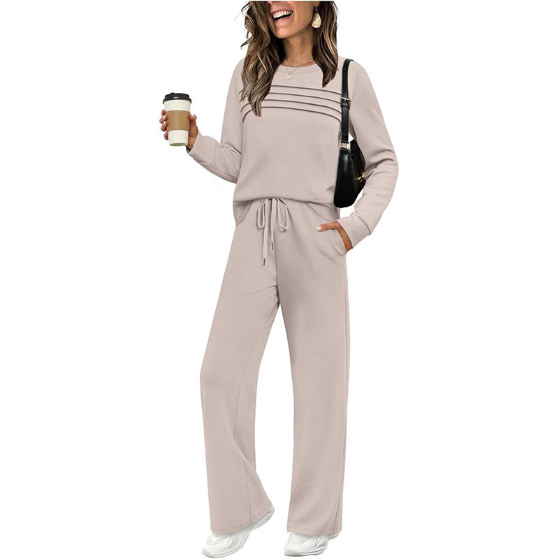Women's Lounge Set with Relaxed Fit and Adjustable Waist | L&S - 5 - London-stylehouse.com