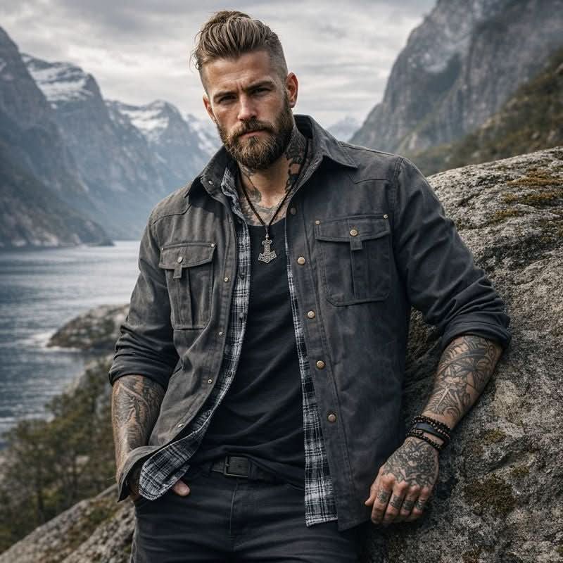 Men's Casual Jacket with Classic Fit and Practical Pockets | L&S - 6 - London-stylehouse.com