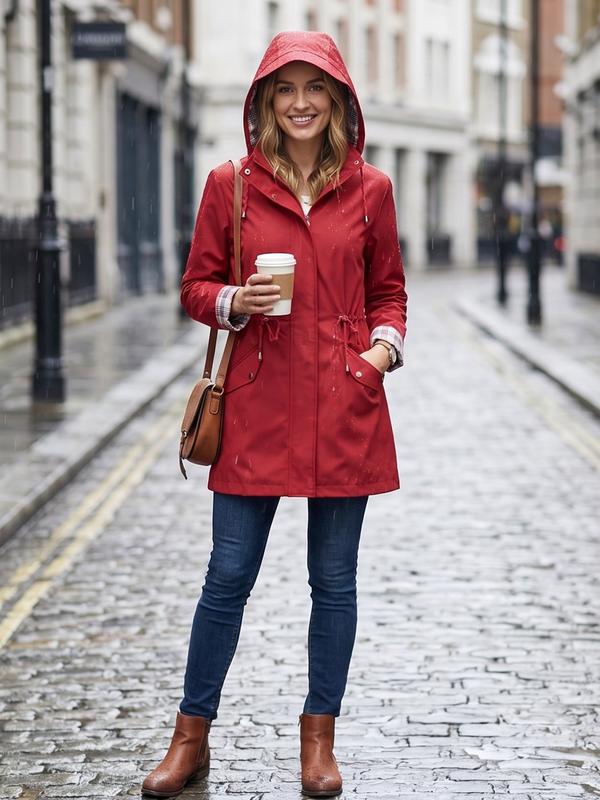 Women's Hooded Jacket with Adjustable Waist | L&S - 5 - London-stylehouse.com