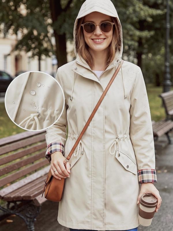 Women's Hooded Jacket with Adjustable Waist | L&S - 8 - London-stylehouse.com