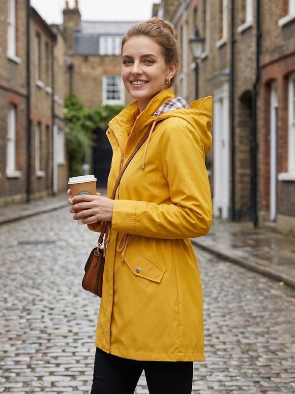Women's Hooded Jacket with Adjustable Waist | L&S - 9 - London-stylehouse.com
